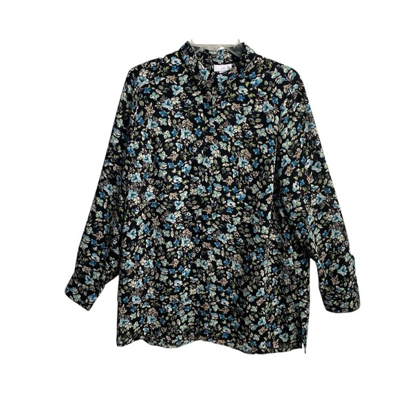 J. Jill Tops - J Jill Womens Medium Floral Layered Button Up Tunic Top Long Sleeve Shirt Blouse
